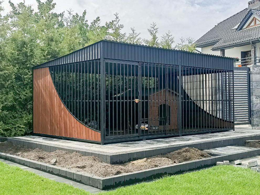 Dog kennel 4 m x 2.5 m Premium + kennel xxl + floor + boarded sides + vestibule