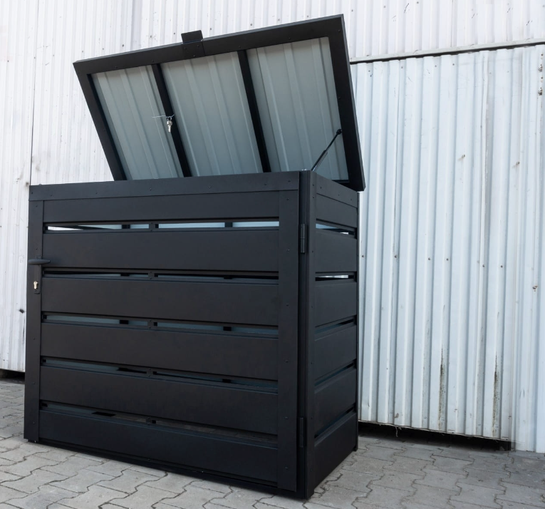 Outdoor Bin Storage | Garden Storage | 2x120L | Matt Black